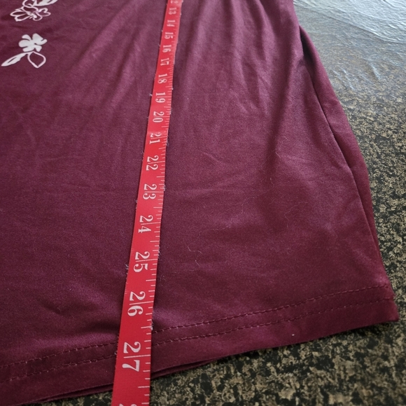Floral Print Tunic White on Burgundy V Neck Sleeveless Stretch Women 3XL (US 18) - Picture 9 of 9